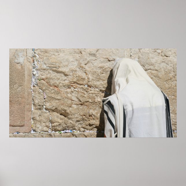 A Man Praying at the Western Wall Poster (Front)