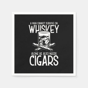 A Man Who Loves Whiskey And Cigar Napkin