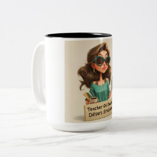 a Man with Chips and Coffee Two-Tone Coffee Mug