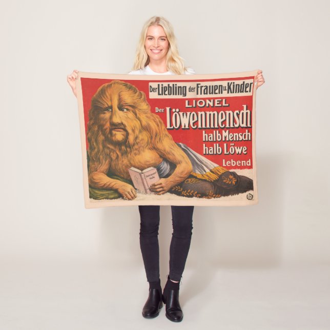A Man With Lions Head Reading Shakespeare, 1913. Fleece Blanket (In Situ)