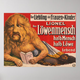 A Man With Lions Head Reading Shakespeare, 1913. Poster