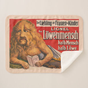 A Man With Lions Head Reading Shakespeare, 1913. Sherpa Blanket