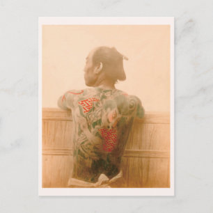 "A Man with Tattoo” 刺青の男性 日本 人物 入れ墨 タトゥー ヴィンテージ写真 Postcard