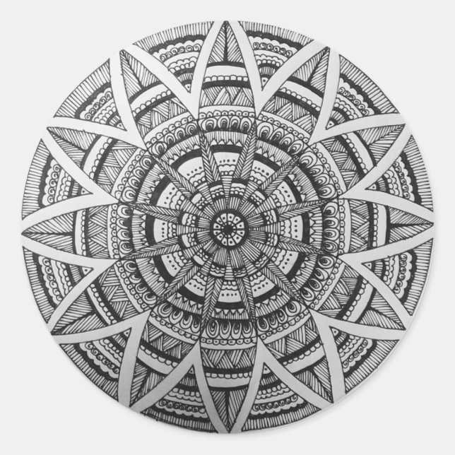 A mandala design button classic round sticker (Front)