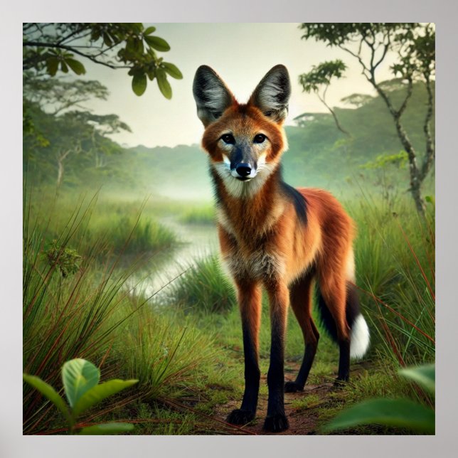 A maned wolf in the Pantaneira plain. Poster (Front)