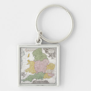 A Map of England   1760 Keychain