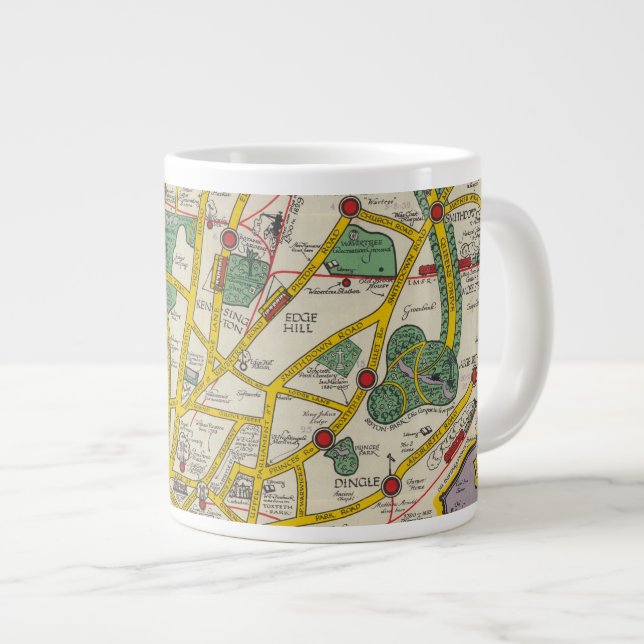 A Map of Merseyside, Liverpool Large Coffee Mug (Front Right)