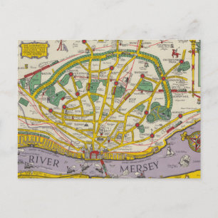 A Map of Merseyside, Liverpool Postcard