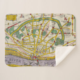 A Map of Merseyside, Liverpool Sherpa Blanket