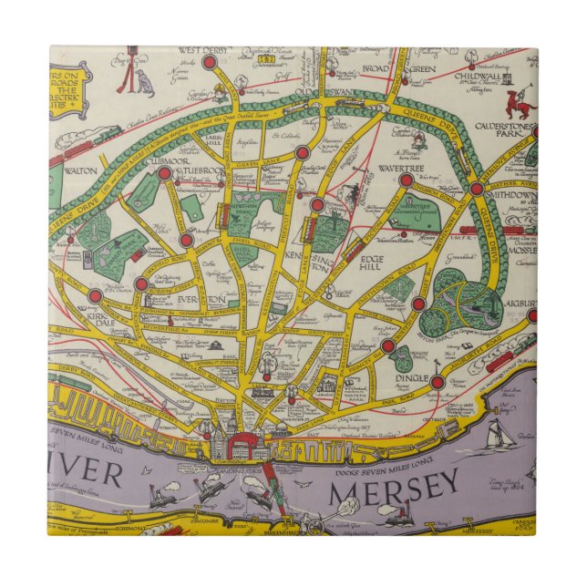 A Map of Merseyside, Liverpool Tile (Front)