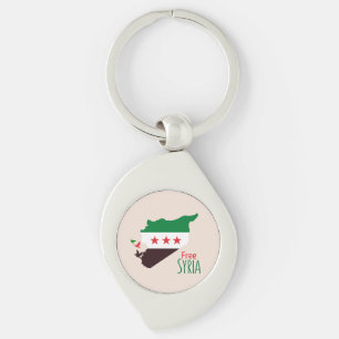 A map of Syria featuring the Revolution Flag Keychain