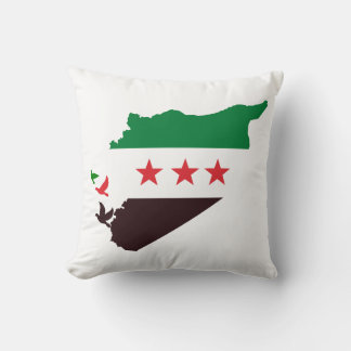 A map of Syria featuring the Revolution Flag Throw Pillow