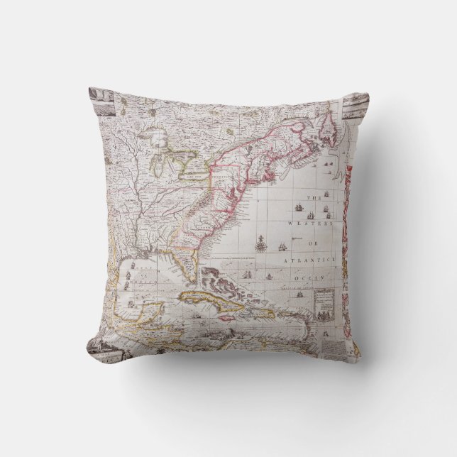 A Map of the British Empire in America Throw Pillow (Front)