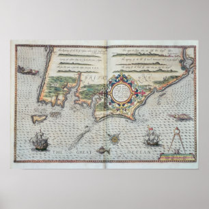 A Map of the coastline of Brittany, 1588 Poster