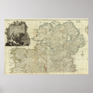A map of the Kingdom of Ireland Northern section Poster