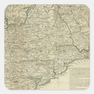 A map of the Kingdom of Ireland Southern section Square Sticker