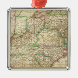 A Map Of The Roads, Canals And Steam Boat Metal Ornament