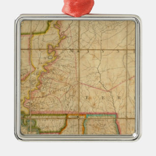 A Map of the State of Louisiana Metal Ornament