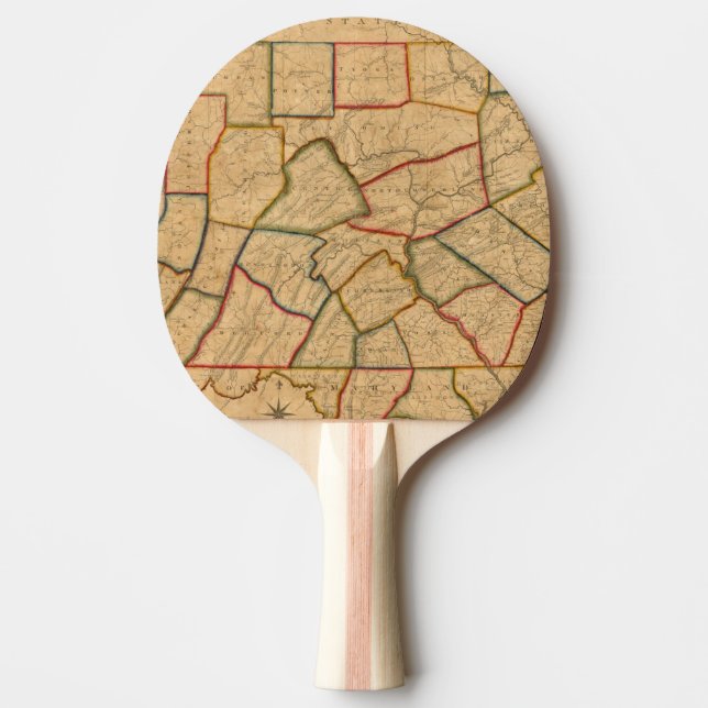 A Map Of The State Of Pennsylvania Ping Pong Paddle (Front)