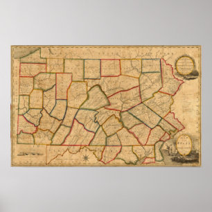 A Map Of The State Of Pennsylvania Poster