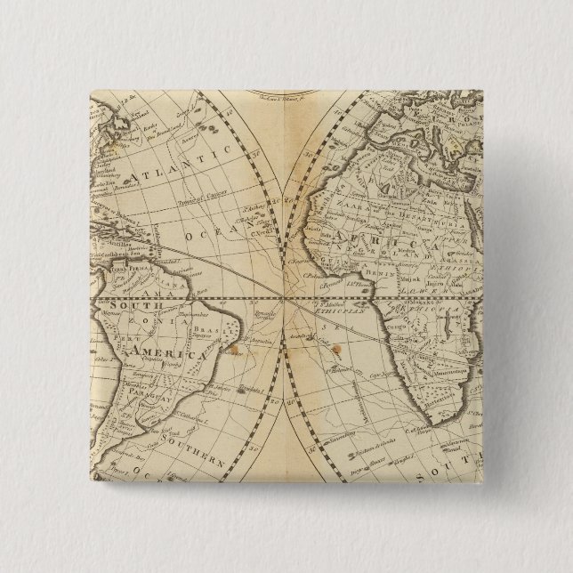 A Map of the World 2 Inch Square Button (Front)