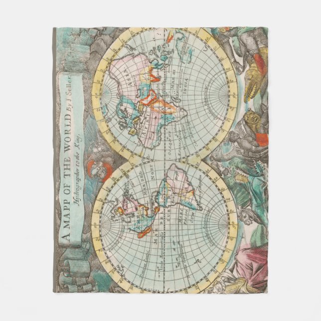 A Map of the World  Fleece Blanket (Front)