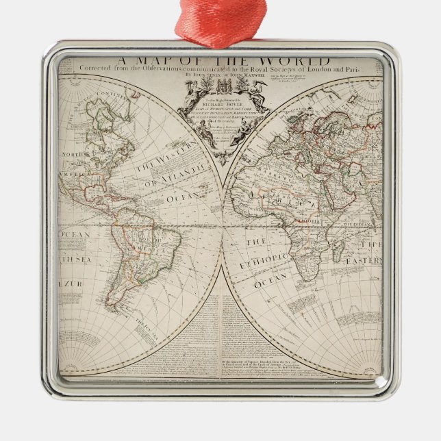 A Map of the World Metal Ornament (Front)