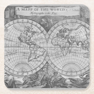 A Map of the World  Square Paper Coaster