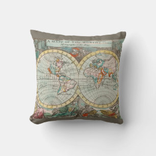 A Map of the World Throw Pillow