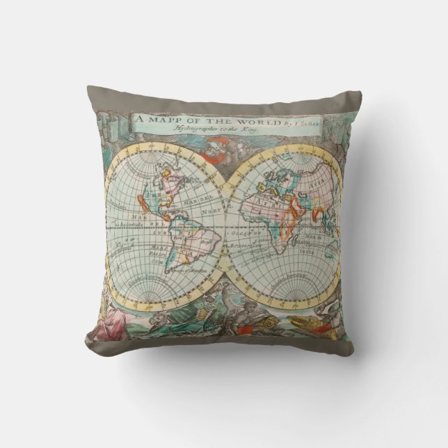 A Map of the World  Throw Pillow (Front)