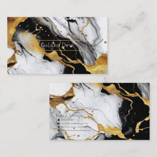 A Marble Pattern in Black, White, and Gold Business Card