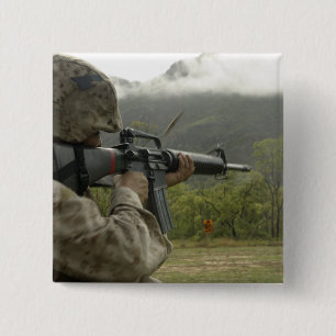 A Marine conducts drills 2 Inch Square Button