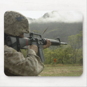 A Marine conducts drills Mouse Pad