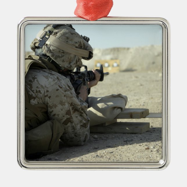 A Marine fires a M16A2 service rifle Metal Ornament (Front)