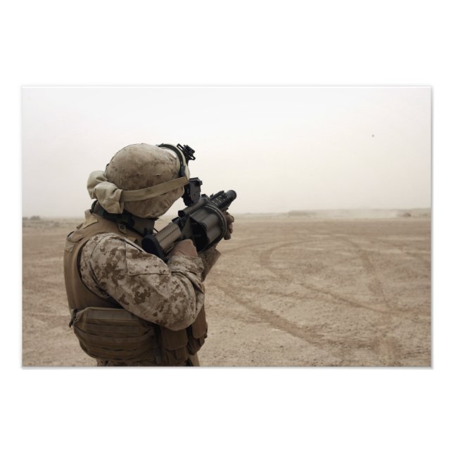 A Marine fires the M-32 Photo Print (Front)