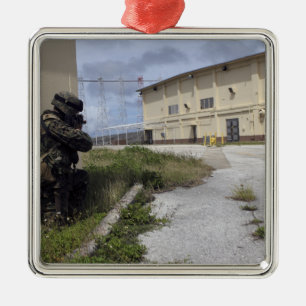 A Marine posts security Metal Ornament