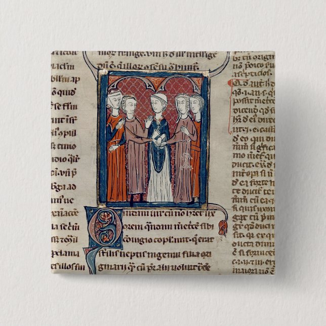 A Marriage Scene, from 'Decrets de Gratien' 2 Inch Square Button (Front)