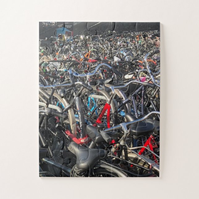 A Mass of Bicycles in Amsterdam Jigsaw Puzzle (Vertical)