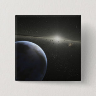 A massive asteroid belt in orbit around a star 2 inch square button