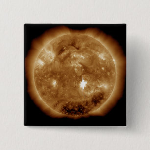 A massive X-class solar flare erupts on the Sun 2 Inch Square Button