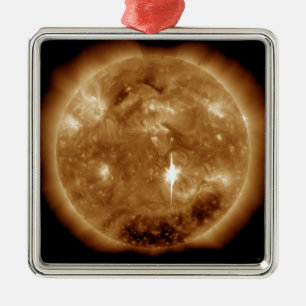A massive X-class solar flare erupts on the Sun Metal Ornament