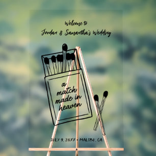 A Match Made Heaven Wedding Welcome Acrylic Sign