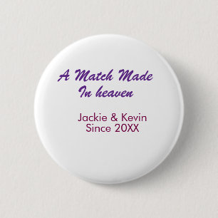 A match made in heaven purple mauve since year nam 2 inch round button