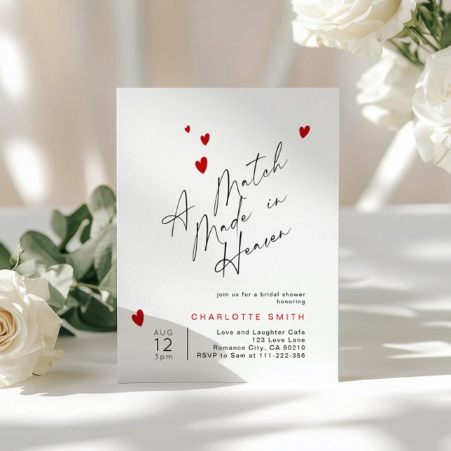 A match made in Heaven Simple Modern Bridal shower Invitation (Creator Uploaded)