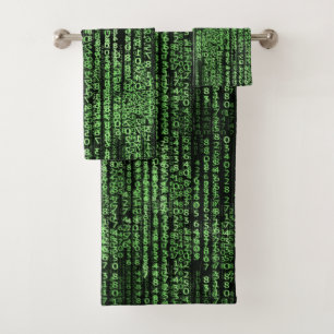 A Matrix Computer Code Green Black Bath Towel Set