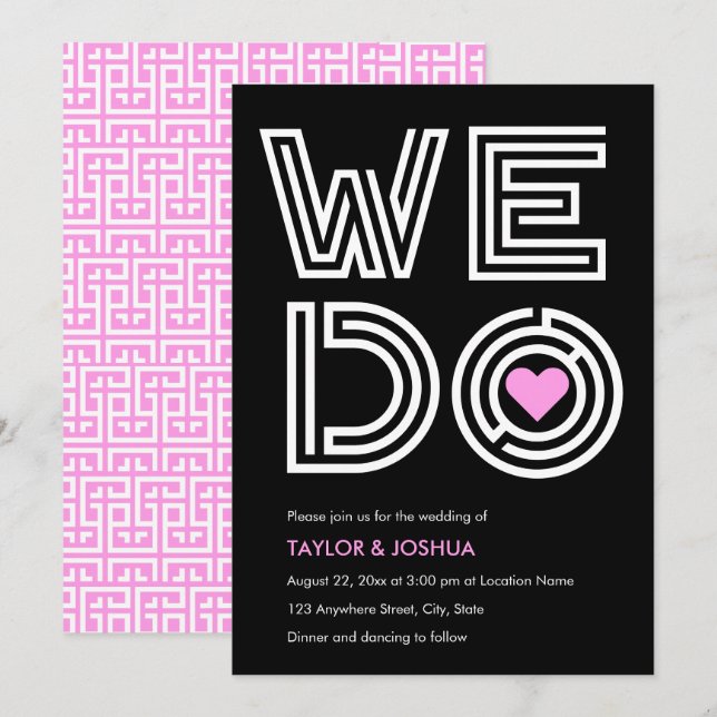 A-maze-ing Love | We Do Maze Heart Wedding Invitation (Front/Back)