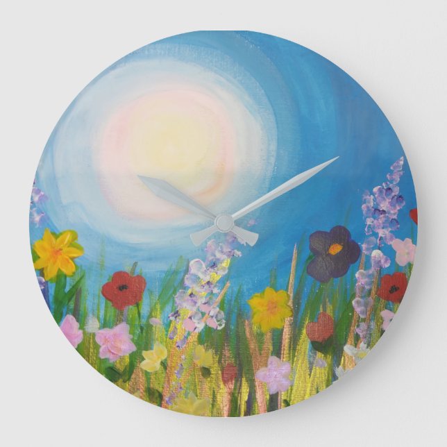 A meadow of wildflowers large clock (Front)