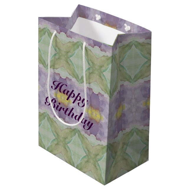 A Medium Dark Purple Watercolor Gift-Bag Gift Bag (Back Angled)