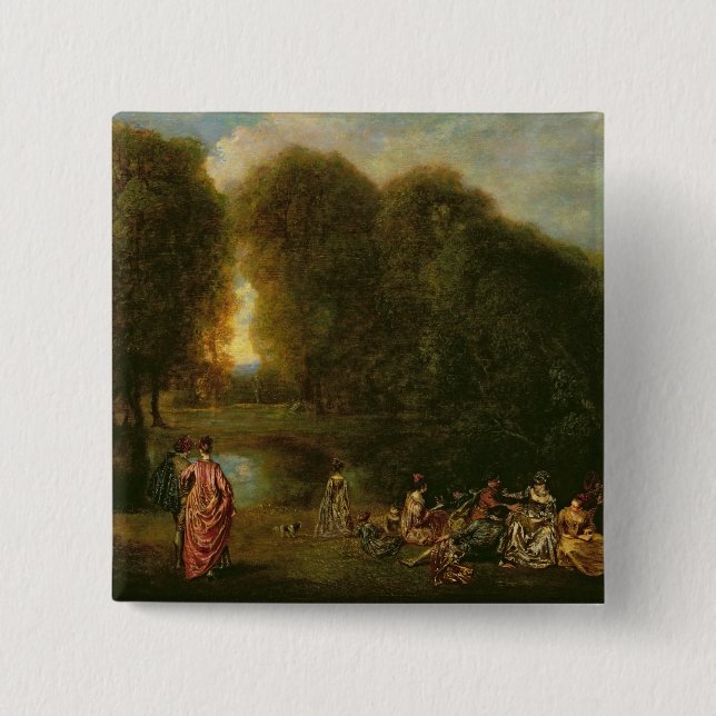 A Meeting in a Park 2 Inch Square Button (Front)