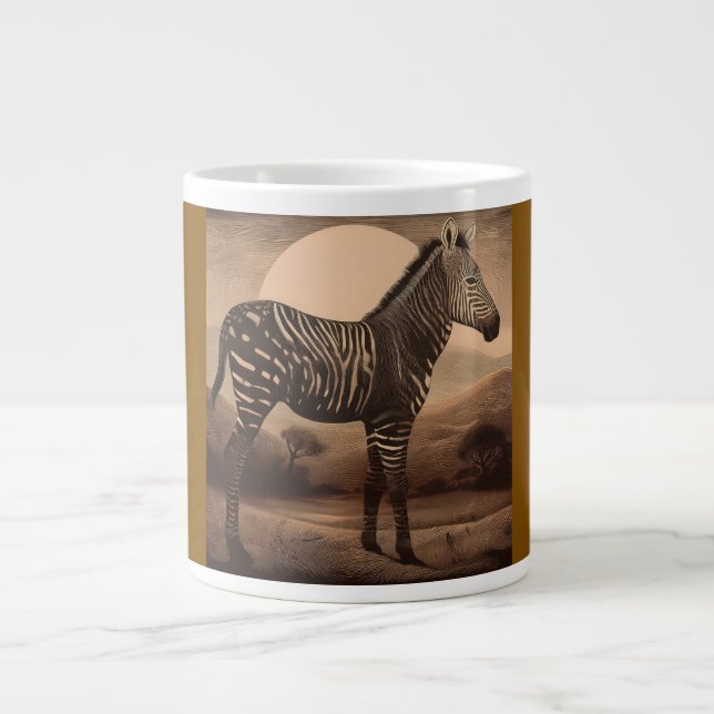 A Melanistic Zebra Grazing Large Coffee Mug (Front)